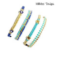 NEW "Lexi" Ladies Boho Bracelet Stack Bracelet 1 Turquoise Enamelled Gold Stainless Steel Chain With Extender Bracelet 2 3 Row Miyuki Seed Bead Layered Friendship Bracelet in Cobalt Blue, Turquoise & Gold  Cobalt Blue Twisted Cord Bracelet 3 Hand Woven Blue & Gold Friendship bracelet with Evil Eye Enamelled Charms Cobalt Blue Twisted Cord Bracelet 4 Hand Woven Turquoise & Gold Friendship Bracelet with Starfish Charms Turquoise Twisted Cord Sold Separately Turquoise Bracelet With Adjustable Chain, Adjustable Beaded Turquoise Evil Eye Bracelet, Adjustable Turquoise Beaded Evil Eye Bracelet, Adjustable Blue Bohemian Chain Bracelet, Adjustable Turquoise Beaded Bracelets With Strap, Adjustable Turquoise Evil Eye Bracelet With Round Beads, Adjustable Blue Round Bead Chain Bracelet, Adjustable Blue Chain Bracelet With Round Beads, Bohemian Blue Chain Bracelet As A Gift