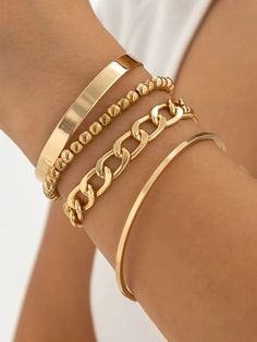 DESCRIPTION Product Details: Handmade item Alloy Adjustable Occasion: Casual , original creation , stylish selection Stacked Jewelry, Gold Bracelet, Handmade Items, Product Description, Layout, Bracelet, The Originals, Outfit Inspo, Gold