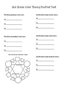 the 3rd grade color theory project is shown in this worksheet for students to use