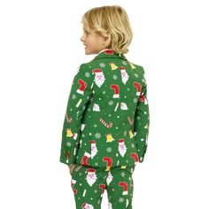 Is your little man looking for an outfit to go out of the year with a bang? This festive Christmas costume is the perfect outfit for the x-mas and New Year's Eve season. It's a more stylish version on the ugly Christmas sweater, so you'll be the best-dressed of your family and friends for sure. Santa will even give you more presents than ever because of your great Christmas attire. So, what are you waiting for? Have fun this Christmas! Long Sleeve Holiday Sets, Holiday Green Long Sleeve Sets, Winter Party Green Suit, Green Winter Party Suit, Fitted Christmas Party Sets, Green Christmas Holiday Sets, Christmas Long Sleeve Fitted Sets, Green Winter Holiday Sets, Fitted Long Sleeve Christmas Sets