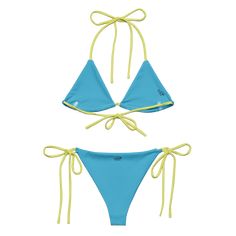 Stay comfortable and beach ready all summer in this FYC String Bikini set. It’s made from soft recycled polyester with double-layering and UPF 50+. Style the straps how you like, and get ready to swim! 🏊‍♀️ 🌟 Features: Soft and stretchy material with UPF 50+ protection. Available in sizes up to 4XL. Bikini top comes with removable padding for comfort. Multiple ways to tie and style the bikini set. 🌊 Disclaimer: To make your All-Over Print Recycled String Bikini last longer, thoroughly rinse i Adjustable Tie-side String Tie Swimwear, Beachy Adjustable Swimwear, Bra-friendly, Beach Swimwear With Bra-friendly Tie-side Bottom, Micro-elastic Beach Swimwear With Built-in Bra, Striped Bra-friendly Beachwear Swimwear, Beach Ready, Upf 50, Swimwear Sale, Stretchy Material