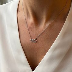 Metal: 925 Sterling silver, 18k yellow or rose gold vermeil. Dimensions of the Infinity: 15mm * 10mm Length of necklace: 40cm + 3cm extension (16" + 1.2" extension). %100 HANDMADE & 925 SILVER A delicate and minimalist 18k gold vermeil necklace. The necklace is 925 Sterling Silver and all the sparkly stones on this gorgeous necklace are cubic zirconia. This beautiful necklace is available in three different colours and comes with a special jewellery box. It is perfect for every day wear and also Elegant Rose Gold Infinity Necklace, Elegant Rose Gold Hypoallergenic Charm Necklaces, Elegant Hypoallergenic Rose Gold Charm Necklaces, Elegant Hypoallergenic Rose Gold Charm Necklace, White Gold Infinity Jewelry For Formal Occasion, Dainty Infinity Rose Gold Necklace, Dainty Rose Gold Infinity Necklace, White Gold Infinity Fine Jewelry, Sterling Silver Infinity Necklace In White Gold