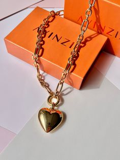 Welcome to AVINZIA! Discover a stunning collection of handmade affordable, tarnish-free 18k gold filled jewelry featuring exclusive designs. * Click here to explore our shop: https://www.etsy.com/shop/AVINZIA NECKLACE MEASUREMENTS * Most of our necklaces come in a standard length of 16"/40cm with a chain extender of 4"/10cm for comfort and better adjustment. If you need a custom length, please contact us before placing your order. CUSTOMER SERVICE: * We pride ourselves on our quick response time, so don't hesitate to reach out with any questions before placing your order!  RETURNS AND EXCHANGES: * All sales are final. * We offer store credit and exchanges within 14 days of delivery. * Processing time for exchanges takes 3-5 business days after delivery. * We reserve the right to refuse ret Valentine's Day Gift Chain Necklace, Rose Gold Heart Charm Necklace For Valentine's Day, Valentine's Day Rose Gold Chain Necklace With Heart Charm, Gold Plated Heart Necklace With Charms, Rose Gold Chain Necklace With Heart Charm For Gift, Heart Shaped Rose Gold Chain Necklace For Valentine's Day, Rose Gold Heart Chain Necklace For Valentine's Day, Heart-shaped Rose Gold Chain Necklace For Valentine's Day, Heart Charm Chain Necklace For Valentine's Day