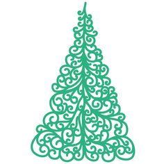 a green christmas tree with swirls on the top and bottom, cut out from paper