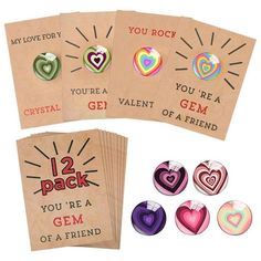 four valentine's day cards with hearts and the words you're a gems