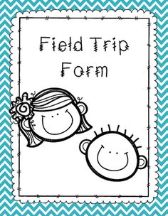 a blue chevron background with the words field trip form written in black and white