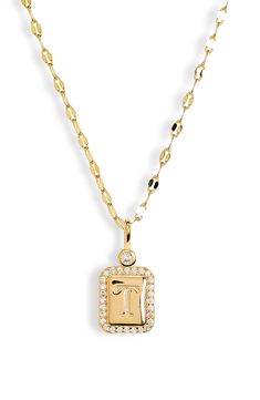 A modernist initial pendant is suspended from a bold, adjustable chain on this necklace crafted of 14-karat gold plate. 14k-gold plate/cubic zirconia Imported Gold Initial Pendant Necklace, T Necklace Letter, T Initial Necklace, T Necklace, Gold Initial Pendant, Initial Necklaces, Christmas Things, Jewelry Accessories Ideas, Initial Pendant Necklace