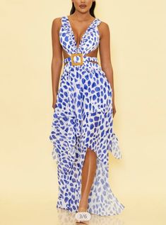 Long Dress Blue Beach Dress With Tropical Print For Cover-up, Chic Beach Maxi Dress With Cut-out Waist, Blue Tropical Print Beach Dress Cover-up, Tropical Print Beach Cover-up Dress, Safari Dress, Tropical Multicolor Maxi Cover-up, Italy Outfits, Cutout Dress, Backless Dress Formal