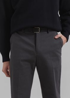 Color: Grey Midweight cotton blend fabric Regular fit Side seam pockets Back welt pockets Belt loops Zip fly Front button closure Unlined 97% Cotton 3% Elastane Dry Clean By The Frankie Shop. Imported The Frankie Shop, Frankie Shop, Cotton Blend Fabric, Pocket Belt, Welt Pockets, Welt Pocket, Dry Clean, Cotton Blend, Trousers