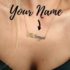 Beautiful silver / gold personalized nameplate necklace gold, create your own name plate necklace for any occasion, gold chain with name is a great gift idea - by Sandra Star JewelryPeople love seeing their names on things. customized gifts are more popular than ever before, and jewelry is no exception!Great gift idea for any occasion❤ Any name can be designed personally for you and your loved ones ❤•••••• ITEM DETAILS ••••••Material: 925 Sterling Silver / 18K-24K Gold Plated / 14K Solid GoldPen Personalized Nameplate Necklace With Custom Text, Gold Nameplate Necklace With Custom Text, Birthstone Nameplate Necklace, Custom Text Gold Nameplate Necklace, Gold Name Necklace For Personalized Gift, Gold Customizable Nameplate Necklace, Gold Name Necklace With Custom Text For Personalized Gift, Personalized Gold Name Necklace With Custom Text, Diamond Nameplate Necklace