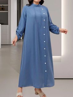 SkuCY-!127893Material90% Polyester , Viscose StyleLoose , Long Sleeves FeaturePleated , Hollow , Split-joint NecklineStand Collar OccasionCasual , Urban , Vintage SeasonsSpring , Summer , Autumn , Winter TypeMaxi Dresses , Shirt Dress ColorBLUESizeXL,2XL,3XL,4XL,5XL Please consult the size chart we provide for this item's measurements to help you decide which size to buy.Please note: There may be 1-3cm differ due to manual measurement.CMINCHBustShoulderSleeveLengthSleeve OpeningXL12942.559.51413 Shirt Dress Maxi, Collar Shirt Dress, Stand Collar Shirt, Collared Shirt Dress, Maxi Shirt Dress, Dress Maxi, Maxi Dress Blue, Collar Shirt, Shoulder Sleeve