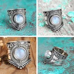 Sterling Silver Boho Moonstone Ring - Boho-Magic Jewelry Bohemian Wide Band Jewelry Stamped 925, Bohemian Opal Open Ring, Handmade Bohemian Wide Band Ring, Bohemian Crystal Ring With Moon Phase, Bohemian Moonstone Crystal Ring With Gemstone, Bohemian Silver Moonstone Ring, Bohemian Moonstone Open Ring Jewelry, Bohemian Moonstone Crystal Ring, Bohemian Moonstone Ring With Moon Phase Detail