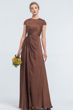 Modest LDS Cinnamon Satin Bridesmaid Dresses Cap Sleeves A Line Dress Satin, Silk Bridesmaid Dress With Sleeves, Lds Mother Of The Bride Dresses, Long Sleeve Sage Green Dress, Modest Bridesmaids Dresses, Bridesmaid Modest Dresses, December Bridesmaid Dresses, Bridesmaid With Sleeves, Fancy Modest Dresses