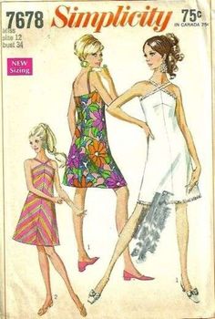 Simplicity 7678, Misses' Dress: The A-line dress with dart fitting in center front seam has halter-type straps and back zipper. V. 1 has optional rhinestone trim. V. 2 is cut on bias. Size 12 Bust: 34 Waist: 25 1/2 Hip: 36 Copyright: 1968 This pattern is cut and complete. The envelope is tattered. Click on other envelope images for additional pattern details. ★ ★ ★ ★ ★ ★ ★ ★ ★ ★ ★ ★ ★ ★ ★ ★ ★  Click below to view more patterns in my shop: http://www.etsy.com/shop/mbchills Cocktail Dress Patterns, Mod Dress 60s, A Line Cocktail Dress, Robes Vintage, Miss Dress, Simplicity Sewing, Cocktail Evening Dresses, Simplicity Sewing Patterns, Sewing Pattern Sizes