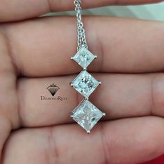 Solitaire Pendant for Women, 5TCW Princess Cut Moissanite 14K Pendant Necklace with Chain, Great Jewelry for Gift like Anniversary, Birthday Pear Cut Ring, Princess Cut Moissanite, Moissanite Pendant, Emerald Cut Rings, Pendant For Women, Festival Jewelry, Moissanite Jewelry, Solitaire Pendant, Three Stone Rings