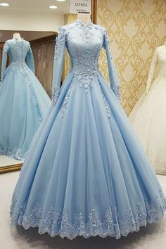 Puffy Prom Dress, Prom Dress Light Blue, Blue Prom Gown, Puffy Prom Dresses, डिजाइनर कपड़े, Beautiful Ball Gowns, Formal Occasion Dress