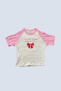 ✰Cap Sleeve Baby Rib Crop Top✰Size up for a looser fit!✰Photo features "Cream" and "Pink Raglan Tee" Playful Pink T-shirt With Slogan, Cute Pink T-shirt With Text Print, Pink Slogan T-shirt For Loungewear, Pink Letter Print Y2k Top, Cute Pink Cotton Shirt, Playful Pink T-shirt With Text Print, Playful Pink Text Print T-shirt, Pink Slogan Tops Y2k Style, Playful Pink Tops With Letter Print