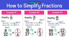 three different fractions are shown with the same number and one is multi - digit