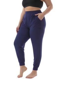 PRICES MAY VARY. Premium Soft Fabric: These casual lounge pants are made of super soft, comfy, stretchy, Smooth, breathable and skin friendly material fabric. Features: Loose fit casual lounge pants, Lightweight, soft and stretchy elastic waistband, side pockets, classic elastic ankle cuffs, the casual cute look that you will love. Size: Inseam 28", for women plus size 1X,2X,3X,4X,5X(1X=16; 2X=18-20; 3X=22-24; 4X=26-28; 5X=30-32), Our model size for refer, Wearing 1X, hight 5'7" and weight 185lb Comfortable Yoga Pants With Comfort Waistband, Comfortable Solid Harem Pants For Loungewear, Comfort Waistband Yoga Pants For Lounging, Comfortable Solid Color Pants For Lounging, Comfortable Pants For Lounging, Sporty Elastane Pants For Loungewear, Solid Color Yoga Pants With Elastic Waistband For Lounging, Solid Color Yoga Pants With Comfort Waistband For Relaxation, Solid Ankle-length Yoga Pants For Loungewear