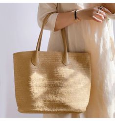 Elena Handbags Simple Straw Woven Summer Tote Casual Beige Rectangular Straw Bag, Casual Beige Straw Tote Bag, Casual Everyday Bags Made Of Natural Fiber, Eco-friendly Lightweight Straw Bag For Summer, Beige Straw Bag For Spring, Lightweight Beige Rectangular Straw Bag, Casual Beige Bags Made Of Natural Fiber, Eco-friendly Beige Shoulder Beach Bag, Casual Beige Bag Made Of Natural Fiber