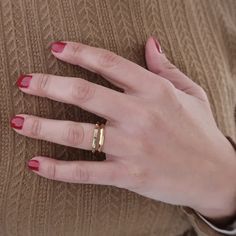 A unique 18K gold plated stainless steel polygon band that can be worn alone or layered with others for those who love to stack their rings.Its dainty shape makes it a statement piece that you will wear for year to come.These rings are very wearable no matter the style. A must for the season.• Fixed size, Available in US sizes 6, 7 & 8• Ring diameter, 0,86in./22mm• 18k gold plated plated stainless steel ring, Nickel Free, Lead Free Fall Layers, Ring Stacking, Stainless Steel Ring, Gold Necklaces, Organic Design, Stainless Steel Rings, Hen Party, Summer Accessories, Steel Ring