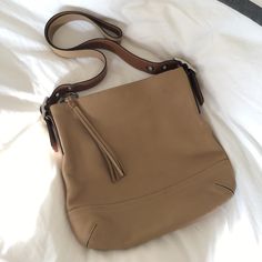 Coach, Some Slight Wear, Adjustable Straps, Tassel Zipper, Super Soft Leather, Just A Few Years Old. Excellent Condition. Coach Leather, Coach Bags, Soft Leather, Adjustable Straps, Camel, Bag Lady, Shoulder Bag, Leather, Women Shopping