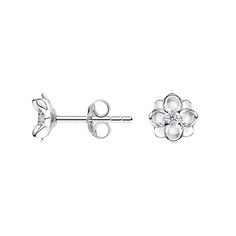 Magnolia Diamond Earrings | Brilliant Earth Flower Shaped Diamond Earrings, Elegant Flower Shaped Earrings With Brilliant Cut, Elegant Flower Shaped Diamond Earrings With Prong Setting, Classic Flower Earrings With Diamond Accents, Formal Flower Shaped Diamond Earrings With Accents, Elegant Silver Flower Earrings With Prong Setting, Formal Sterling Silver Flower Earrings With Prong Setting, Formal Flower Shaped Brilliant Cut Earrings, Formal White Gold Flower Earrings With Diamond Accents