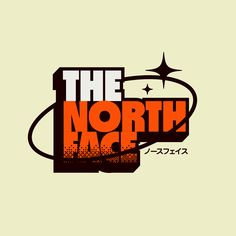 the north face logo with an orange and black background