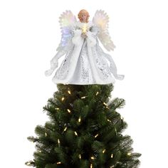 12 Fiber Optic Animated Tree Topper - White Angel Animated Wings, Celestial Angel, Animated Christmas Tree, Iridescent Wings, Christmas Tree Angel, Angel Christmas Tree, Angel Christmas Tree Topper, Mr Christmas, Angel Tree Topper