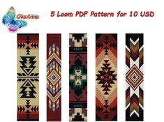 5 loom pattern for 10 usd bracelets with different colors and designs on them