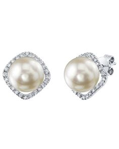 Freshwater Pearl & Diamond Ella Earrings Elegant Round Pearl Earrings For Evening, Anniversary Pearl Bridal Earrings With Diamond Accents, Evening Akoya Pearl Drop Earrings, Akoya Pearl White Pearl Earrings For Evening, Pearl White Akoya Pearl Earrings For Evening, Evening Akoya Pearl Earrings In Pearl White, Elegant Diamond White Pearl Bridal Earrings, Classic Pearl Bridal Earrings For Evening, Pearl Earrings For Evening