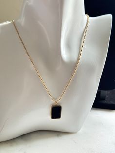 This necklace will capture the essence of refined beauty. ✨ Elegant Gold Square Pendant Jewelry, Minimalist Box Chain Pendant Jewelry, Elegant Square Pendant Necklace Tarnish Resistant, Elegant Silver Rectangular Necklace, Timeless Rectangular Pendant Jewelry As Gift, Timeless Rectangular Pendant Jewelry Gift, Everyday Jewelry With Delicate Square Pendant Chain, Elegant Charm Necklace With Delicate Chain For Everyday, Elegant Gold Charm Necklace With Rectangular Pendant