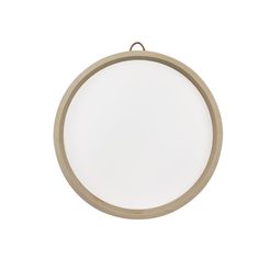 a round light fixture on a white background