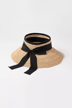 Fibflx Women's Packable Wrap-around Straw Sun Visor with Bow Chic Straw Hat With Uv Protection For Travel, Chic Packable Straw Hat For Summer, Chic Summer Straw Hat Packable, Elegant Visor Straw Hat For Vacation, Elegant Vacation Straw Visor Hat, Elegant Visor Boater Hat For Vacation, Elegant Vacation Visor Straw Hat, Elegant Boater Hat With Visor For Vacation, Chic Visor Sun Hat For Travel