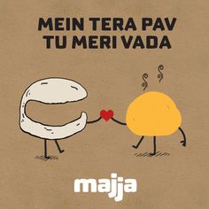 two cartoon characters holding hands with the words mein tera pav tu merivada