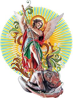 Saint Michael the Archangel, illustration on Behance Michael Tattoo, Saint Michael The Archangel, Angel Warrior, San Michele, Saint Michael