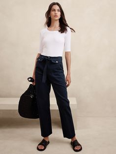 Authentic Chino Girlfriend Pant | Banana Republic Factory Tie Waist Pants, Banana Republic Factory, Fabric Belt, Ankle Length, Casual Pants, Banana Republic, Fall Outfits, My Style, Pants