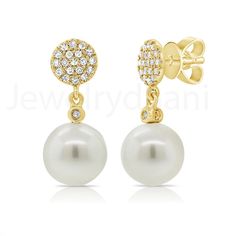 Genuine 0.11 Ct. Si Clarity G h Color Pave Diamond Disc Stud Earrings With Solid 14K Yellow Gold Pearl Drop Earrings Handmade Jewelry >> About this product:- * SKU Code: JD_0086 * Handmade/ Handcrafted Fine Jewelry * Metal: 14K Solid Yellow Gold (with Stamped) * Metal Purity: 14K Gold With Stamped * Custom Metal Purity: 14K/ 18K * Diamond Clarity:- SI-1 * Diamond Color:- G-H * Diamond Weight:- 0.11 Ct. * Diamond Cut:- Brilliant Cut (Excellent Cut) * Pearl Weight:- 10.00 Ct. * Earrings Size: 22 m Yellow Gold Diamond Earrings With Pearl Drop, Gold Pearl Earrings With Prong Setting, Gold Diamond Pearl Earrings With Prong Setting, 14k Gold Pave Setting Earrings For Anniversary, Yellow Gold Dangle Earrings With Pave Setting, Gold Brilliant Cut Pearl Earrings For Anniversary, Yellow Gold Round Diamond Earrings With Pearl Drop, Yellow Gold Cubic Zirconia Pearl Earrings For Anniversary, Anniversary Yellow Gold Pearl Earrings With Cubic Zirconia