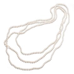 Gump's Signature 4mm White Akoya Pearl Rope Necklace Pearl Rope, Timeless Necklace, Akoya Pearls, Rope Necklace, Personalized Monogram, Silk Thread, Pearl Size, Classic Beauty, Cultured Pearls