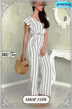 Striped Jumpsuit Striped V-neck Jumpsuits And Rompers For Summer, Striped Short Sleeve Jumpsuits And Rompers For Beach, Trendy White Jumpsuits And Rompers For Beach, Trendy White Beach Jumpsuits And Rompers, Trendy White Jumpsuit For Beach, Striped Short Sleeve Jumpsuits And Rompers For Summer, Trendy Striped Jumpsuits And Rompers For Summer, Trendy Striped Jumpsuits And Rompers For Beach, Trendy Striped Jumpsuits And Rompers For Vacation