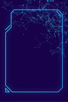 an abstract blue background with lines and dots in the shape of a rectangle frame