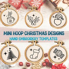 mini hoop christmas designs and embroidery templates for handmade ornament ornaments,