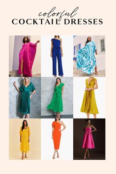 Colorful Cocktail Dresses for a Party » Lovely Indeed Wedding Cocktails Dress, Colourful Cocktail Dress, Cocktail Summer Dress, Cocktail Dresscode, Colorful Cocktail Dress, Colorful Cocktail Attire, Dress Code Cocktail, Cocktail Dress Ideas, Summer Chique Dresscode