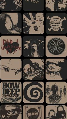 several different types of stickers are shown in this graphic art work, with the words how deep is it?