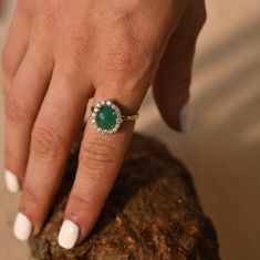 "Antique Emerald Ring/Diamond Engagement Halo Ring/Victorian Art Deco Ring/14k Solid Rose Gold/Vintage Emerald Ring/Wedding Engagement Ring ★ ★ ★ ★ CUSTOM/DUTY-FREE SHIPPING WORLDWIDE, BUYERS DON'T HAVE TO PAY ANY CUSTOM FEES WHILE IMPORTING ★ ★ ★ ★ Details Made to order Material: 14k/18k Gold Color Options: Yellow Gold, White Gold, Rose Gold ★ Center Stone Emerald Size: Free Size Approx Weight (Ct): 2.01 ★ Accent Stones Diamond Round Size: 2.5mm * 4 Nos, 1.8mm * 12 Nos Approx Weight (Ct): 0.708 Emerald Ring Wedding, Antique Emerald Ring, Gemstone Wedding Ring, Emerald Halo, Emerald Ring Vintage, Anniversary Gift Ideas, Gemstone Wedding, Big Stone Ring, Gemstone Wedding Rings