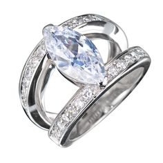 A flawless 3 carat, D colored Diamond ring set in platinum could easily cost you over $100,000. We give you the same look but for a fraction of the price. Our secret? We use the finest 925 sterling silver instead of platinum and our own famous flawless Diamondeau® - the Supreme Diamond Alternative gems instead of mined Diamonds. We will say it again... the same look for less, nobody will know you havent spent a fortune treating yourself unless you choose to let them in on the secret. A 2.6 carat Marquis Ring Settings, Marquis Diamond, Pear Shaped Diamond Engagement Rings, Marquise Diamond Ring, Colored Diamond Rings, Diamond Ring Set, Sapphire Rings, Marquise Ring, Our Secret