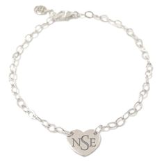 This finely handcrafted bracelet is the perfect personalized piece made completely of 14K solid gold and complemented with a durable yet darling 14K solid gold chain. This item is adjustable due to the chain link designed to go up to 7 inches in total length. XL Sweetheart Dimensions: approximately 11mm (w) x 9mm (h) Metal Finish: High Shine Polish This design is available in Rose, White and Yellow 14K Gold Please note that this item takes about 5 to 7 business days for production, prior to ship Sterling Silver Initials Bracelet For Personalized Gift, Classic Personalized Charm Bracelet For Anniversary, Personalized Sterling Silver Initials Bracelet, Classic Sterling Silver Personalized Charm Bracelet, Classic Personalized Sterling Silver Charm Bracelet, Personalized Classic Sterling Silver Charm Bracelet, Classic Engraved Charm Bracelet As Personalized Gift, Classic Engraved Charm Bracelet For Personalized Gift, Classic Personalized Initials Bracelet