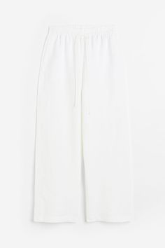 Full-length pants in an airy  woven viscose and linen blend. High waist  elasticized  drawstring waistband  and wide legs with side-seam pockets. Chic Linen Wide Leg Pants With Drawstring, Chic Wide Leg Pants With Drawstring And Relaxed Fit, Chic Wide Leg Pants With Drawstring In Relaxed Fit, Spring Ankle-length Wide Leg Pants With Drawstring, Wide Leg Drawstring Sweatpants For Summer, Summer Wide Leg Drawstring Pants For Work, Summer Wide Leg Pants With Drawstring For Work, Drawstring Wide Leg Ankle Length Loungewear Pants, Linen Sweatpants With Elastic Waistband For Loungewear