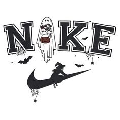 a white shirt with the word nike and a ghost on it's head, surrounded by bats