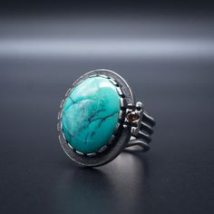 Hessonite Garnet, Garnet Stone, Large Ring, Stone Cuts, Natural Turquoise, The Ring, Industrial Style, Prong Setting, Turquoise Ring